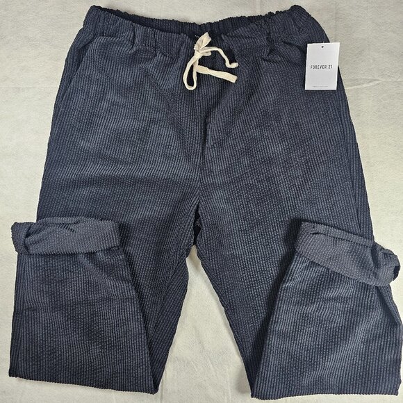 NEW Forever21 Black Woven Corduroy Women's Ankle Pants - Size Large - Picture 2 of 8